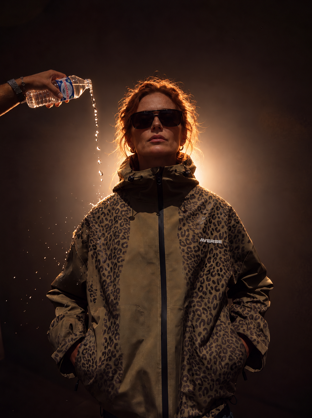 MARRON AVERSE Imperméable léopard réactif à l'eau - Marron