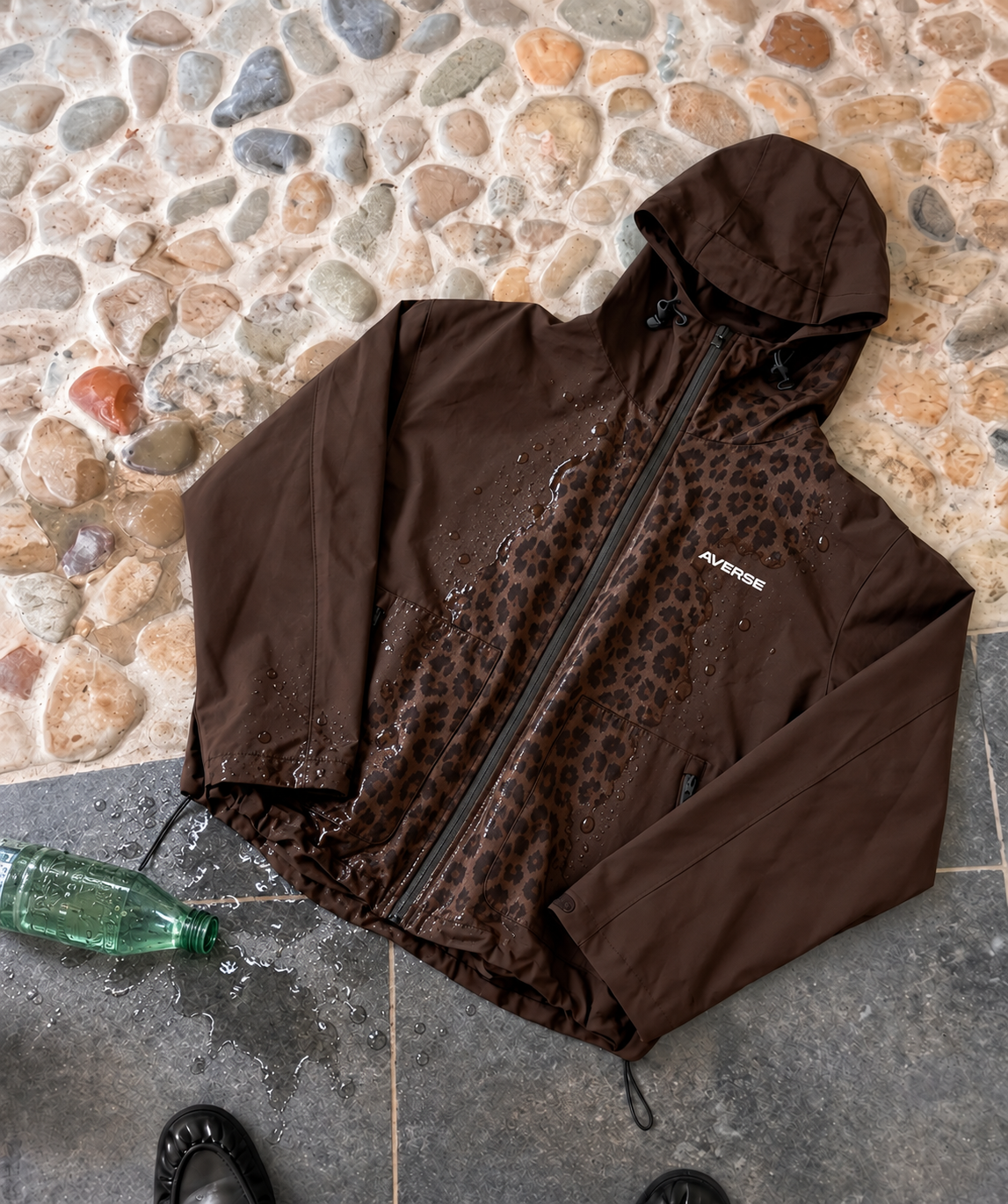 MARRON AVERSE Imperméable léopard réactif à l'eau - Marron