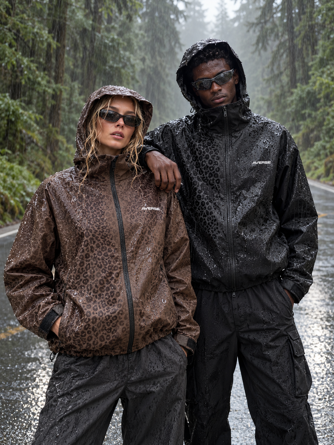 MARRON AVERSE Imperméable léopard réactif à l'eau - Marron